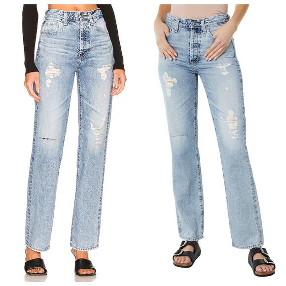 AG Adriano Goldschmied Alexxis Straight Leg Jeans Size 26 In Breeze Distressed - Picture 2 of 14